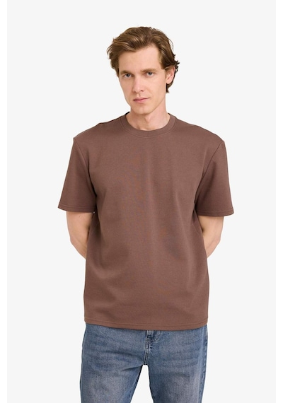 Defacto Bisiklet Yaka Twill Tişört D7912ax26spbn534 Kahve-bn534