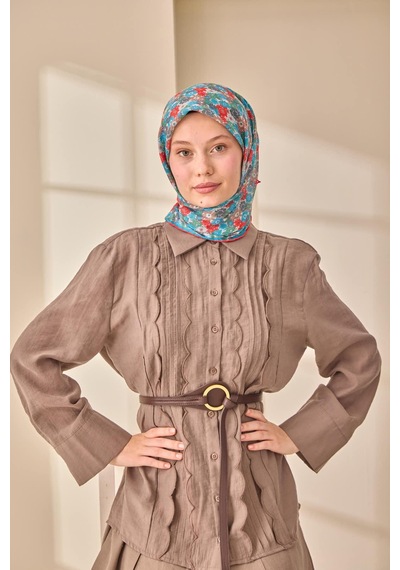 Silk Home Soft Eşarp 73092-32 Kırmızı, Gök Mavi, Yeşil, Füme