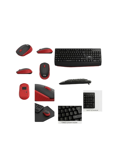 Trio Trk300 Kablosuz Klavye Mouse Set 2.4ghz Sessiz Tuş Türkçe Q Optik