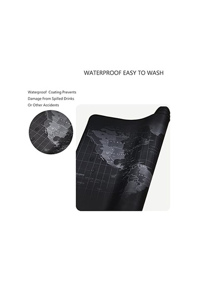 Popiço Dünya Haritalı 90x40 Cm Mouse Pad, Dünya Desenli Mouse Pad