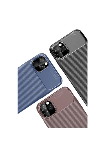Apple Uyumlu iPhone 11 Pro Max Kılıf Auto Focus Karbon Kapak - Kahverengi 0.2M-Çok Renkli