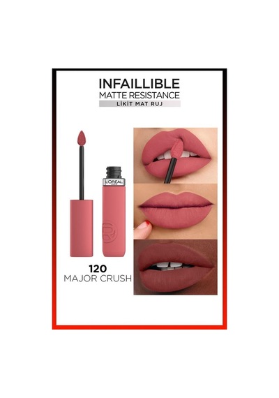 L'Oreal Paris Infaillible Matte Resistance Likit Mat Ruj 120 Major Crush + Mini Paradise Maskara