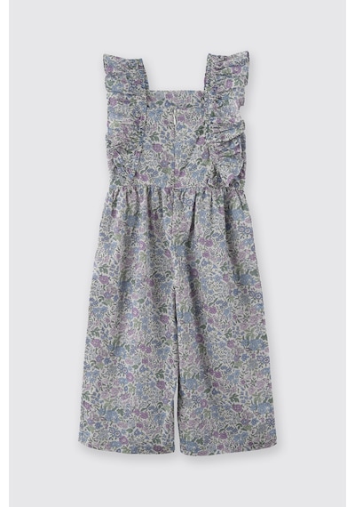 Panço Liberty Kumaş Çiçek Desenli Kız Bebek Salopet Mor