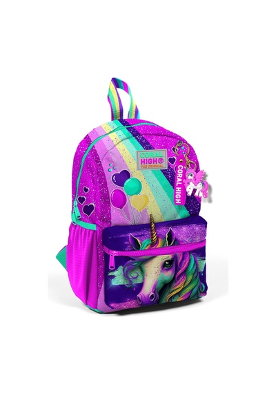 Minik Yuva Sırt Çantası Pembe Su Yeşili Unicorn Desenli İki Bölmeli 23558