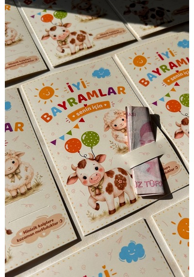 Kurban Bayramı Harçlık Kartı 10 Lu Set Çocuklar İçin Bayramlık Para Ve Hediye Kartı