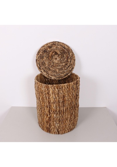 Alanya Doğal Abaka 41x60 Cm Kapaklı Çamaşır Ve Dekorasyon Sepeti Bej