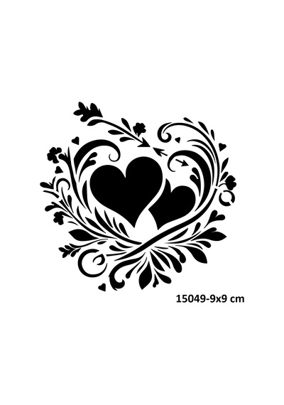 Airbrush Tattoo Çiçekli Kalp Stencil Süsleme Ve Boyama Kalıbı
