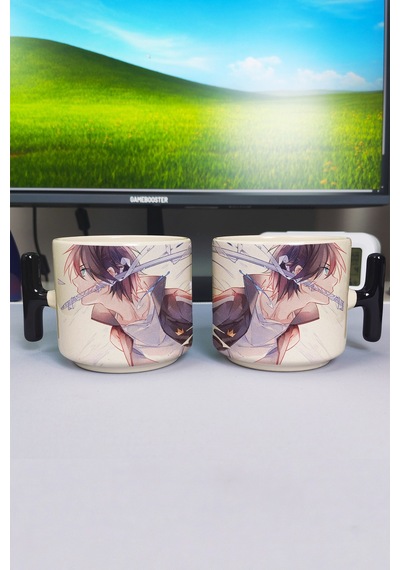 Noragami Anime Baskılı Seramik Lüks Kupa 1 Adet T Şeklinde Özel Siyah Kulp Dalga Kulp V2t Çok Renkli