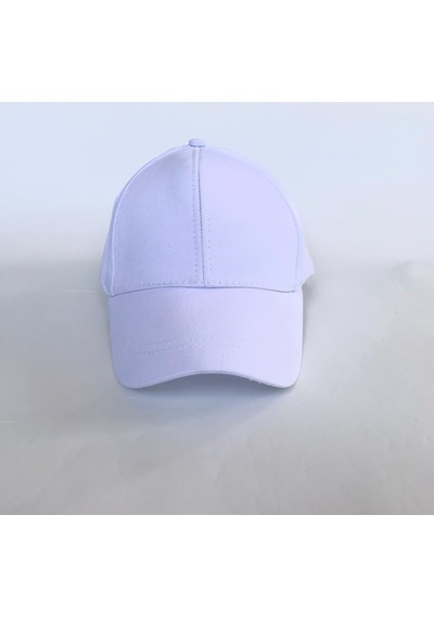 Unisex Beyaz Spor Arkası Cırtlı Ayarlanabilir Şapka 55-60 Cm