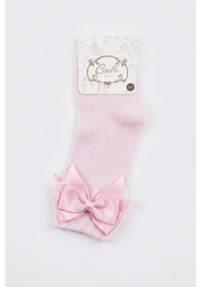 Cocole Socks Kız Çocuk Aksesuarlı Dizaltı Çorabı Tekli Pamuklu Düz Pembe Fiyonklu