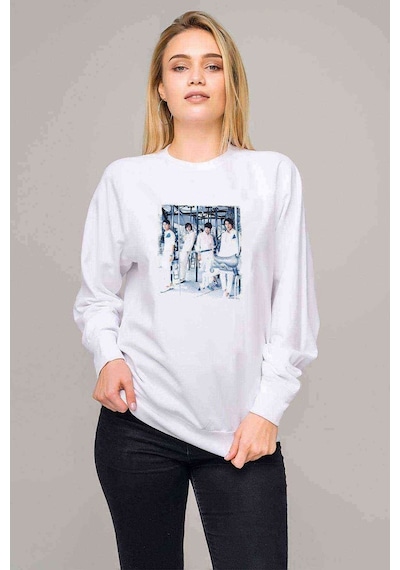 Cnblue Music Baskılı Beyaz Kadın Sweatshirt