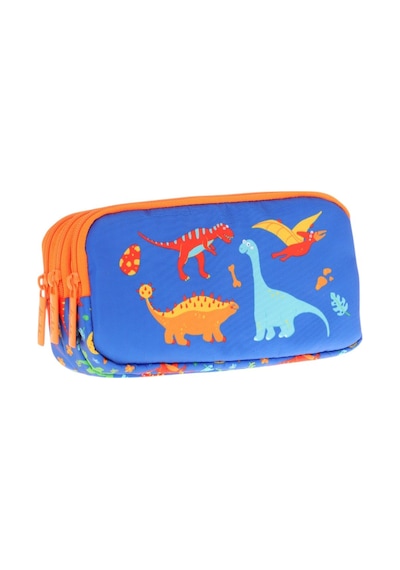Kaukko Kids Turuncu Mavi, Dinazorlar Temalı, Erkek Çocuk Üç Bölmeli Kalemlik/kalem Çantası - L8278 Mavi - Turuncu