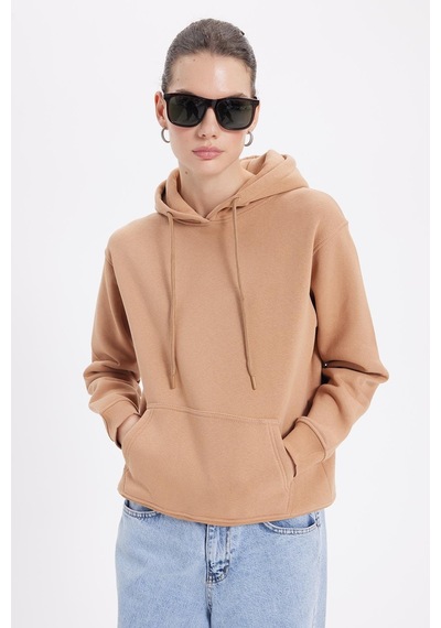 Tudors Kadın Relax Fit Rahat Kesim Pamuklu Kapüşonlu Kanguru Cepli Vizon Sweatshirt-39941 VIZON Tudors Kadın Relax Fit Rahat Kesim Pamuklu Kapüşonlu Kanguru Cepli Vizon Sweatshirt-39941 VIZON