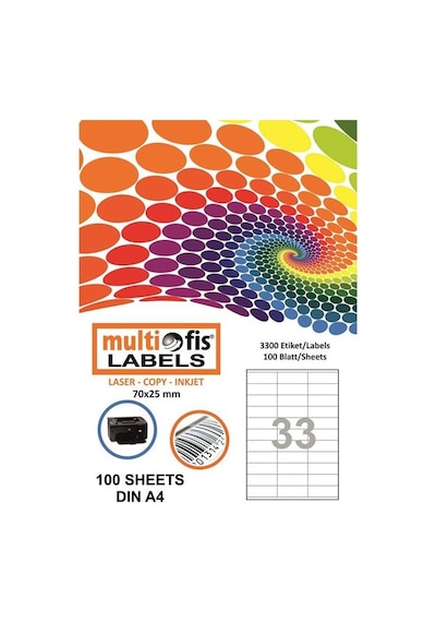 Multiofis 70X25 MM Laser Etiket 5133