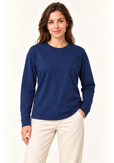 Suma Modal Yumuşak Dokulu Bisiklet Yaka Uzun Kollu Sweatshirt Lacivert