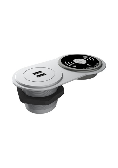 Circular-line Modüler Hızlı Şarj Kutusu Wireless Usb-Gümüş