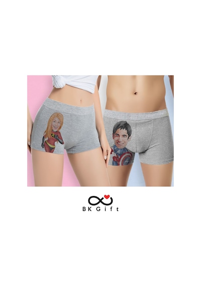 BK Gift Çiftlere Özel Süper Kahraman Karikatürlü 2’li Boxer Seti,