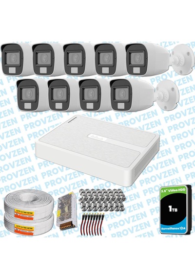 Provzen Hilook 9 Kameralı Full Hd Colorvu Mikrofonlu Güvenlik Kamerası Olay Anında Bildirim