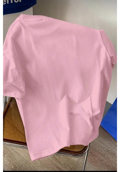 Cepte Panda Baskılı Oversize Unisex Pamuklu Tişört Battal Büyük Beden Tshirt Pembe
