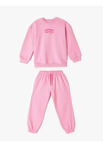 Koton 2'li Eşofman Takımı Sweatshirt Ve Eşofman Altı Şardonlu Pembe 5wkg10319ak Gülkurusu Koton 2'li Eşofman Takımı Sweatshirt Ve Eşofman Altı Şardonlu Pembe 5wkg10319ak Gülkurusu