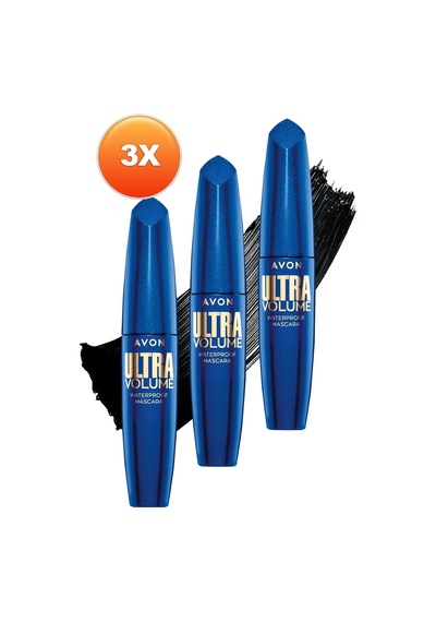 Avon Ultra Volume Suya Dayanıklı Maskara Blackest Black 3'lü