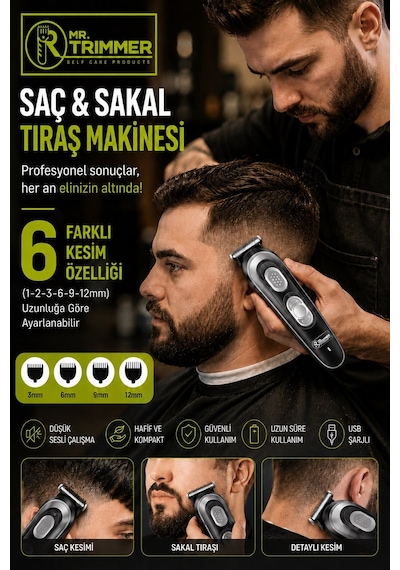 Jasper Jpr-055 Gri Saç Ve Sakal Tıraş Makinesi Profesyonellere Özel 6 Farklı Kesim 120 Dk Kullanım