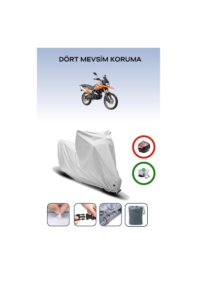 Gri Kilit Uyumlu Kadırga Kd-250gy Uyumlu Motosiklet Brandası Su Geçirmez