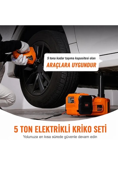 Ezere Powerlift Pro 5 Ton Çok Fonksiyonlu Elektrikli Hidrolik Kriko Lift Kaldırma / Kompresör / Bijon Sökme / Led Işık- 5775 1