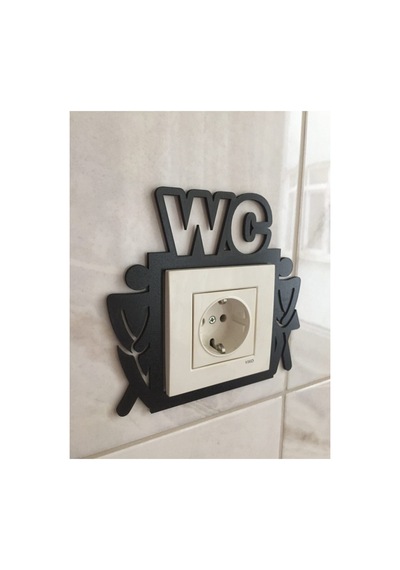 Siyah Ahşap Wc Priz Çerçevesi -priz Kenarı Ev Dekorasyon Banyo Tuvalet Ofis Cafe Için Duvar Dekoru A