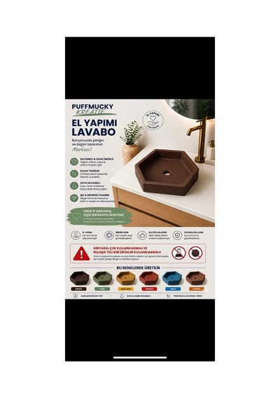 Lavabo Tezgah Üstü Lavabo Banyo Tuvalet Lavabosu Kahverengi Açık Koyu Kahverengi Açık Koyu