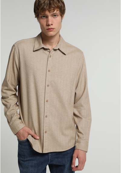 Colin's Colins Regular Fit Shirt Neck Düz Erkek Bej Uzun Kol Gömlek Cl1082606 Q1.v2 Beı
