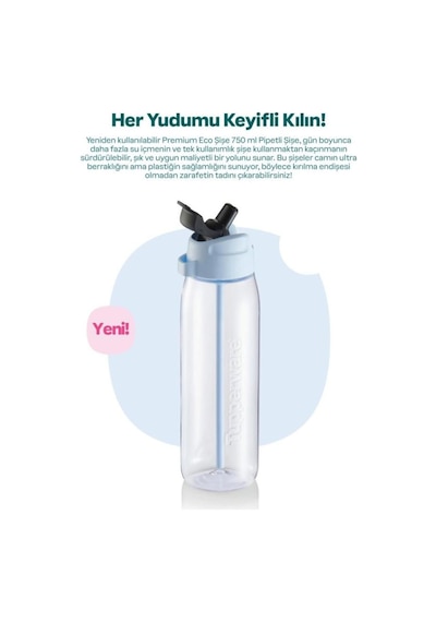 Premium Pipetli Şişe 750ml Buz Suluk Matara R1700 Beyaz