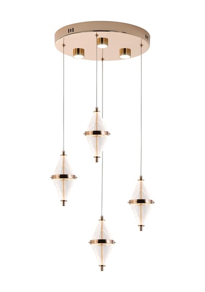 Harold 4'lü 24 Watt Yuvarlak Gold Ledli Modern Salon Avize Gold