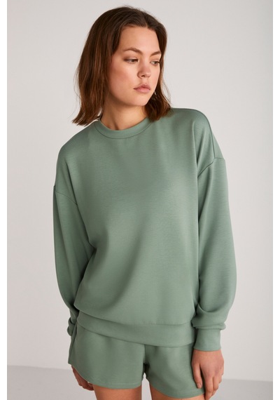 Ethıquet Maısıe Kadın Organik Pamuklu Comfort Fit Bisiklet Yaka Mint Yeşil Sweatshirt
