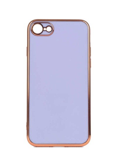 Kilifone - İphone Se 2022 Uyumlu Kılıf Kenarları Parlak Altın Renkli Silikon Bark Kapak - Mor - T21120