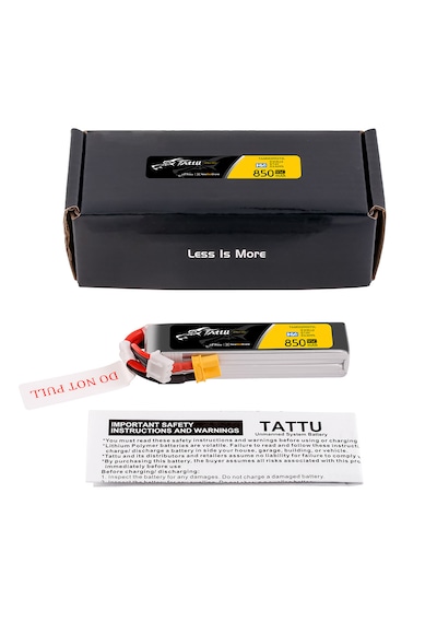 Tattu 850mah 2s 7.6v Hv 95c Lipo Batarya Long Pack Xt30 Plug