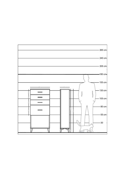 Hyperion Dolap 4 Çekmeceli 60x44x134 Antrasit-çam Antrasit