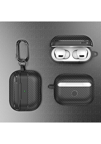 Airpods Pro 3. Nesil Uyumlu Karbon Fiber Hybrid Polymer Technology Premium Kulaklık Kılıfı Siyah