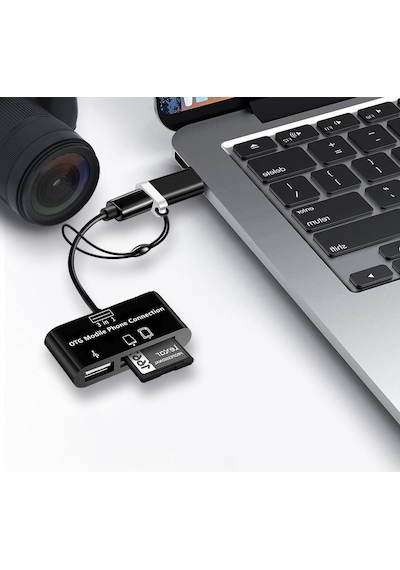 5256 Type-c Micro Usb 3in1 Sd Micrsd Kart Okuyucu Otg Çevirici Ka