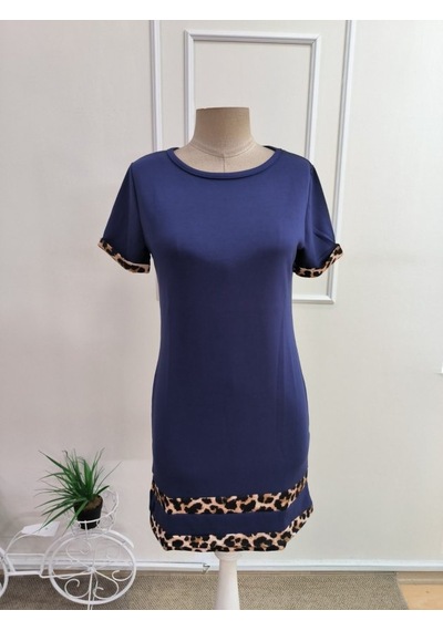 De'charme Kadın Kısa Kollu Bisiklet Yaka Leopar Şerit Detaylı Kısa Modal Elbise Saks Mavi De'charme Kadın Kısa Kollu Bisiklet Yaka Leopar Şerit Detaylı Kısa Modal Elbise Saks Mavi