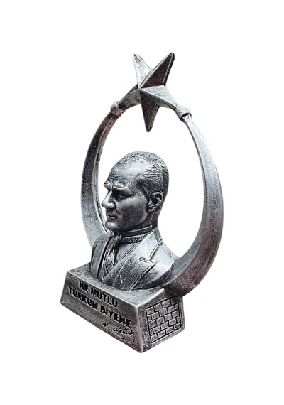 Atatürk Ayyıldız Biblo Heykel Gri