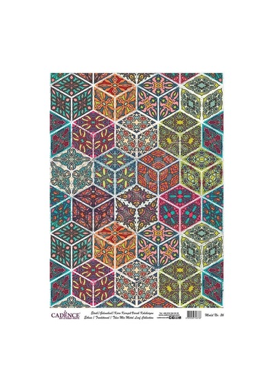 Cadence Desenli Gümüş Varak Pirinç Dekoapaj Kağıdı - Model 026