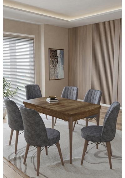 Toce Home Kent Serisi 80x130 Açılabilir Masa Yemek Odası Takımı Mutfak Takımı 6 Adet Sandalye Gri Toce Home Kent Serisi 80x130 Açılabilir Masa Yemek Odası Takımı Mutfak Takımı 6 Adet Sandalye Gri