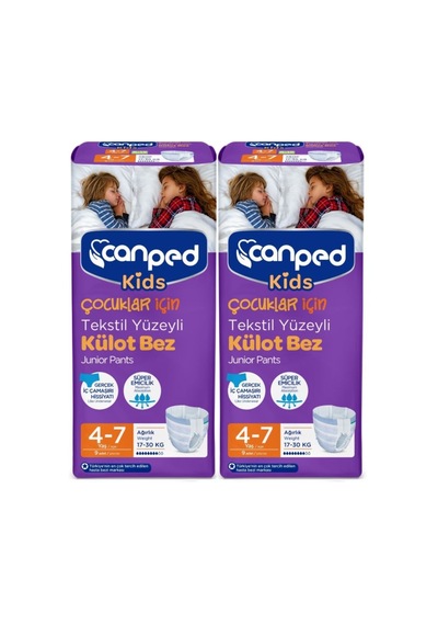 Canped Kids Çocuklar İçin Tekstil Yüzeyli Külot Bez 17-30 KG 4-7 Yaş 2 x 9 Adet