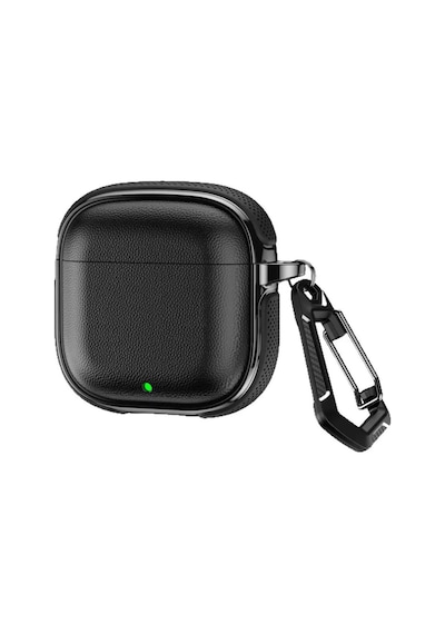Huawei Freebuds Se 2 / Se 3 İle Uyumlu Kılıf Deri Dokulu Tpu Koruyucu Case Metal Karabinalı Şarj Girişli Siyah