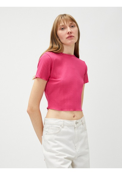 Koton Crop Tişört Kısa Kollu Dik Yaka Pembe 3sak50007ek Gül Koton Crop Tişört Kısa Kollu Dik Yaka Pembe 3sak50007ek Gül
