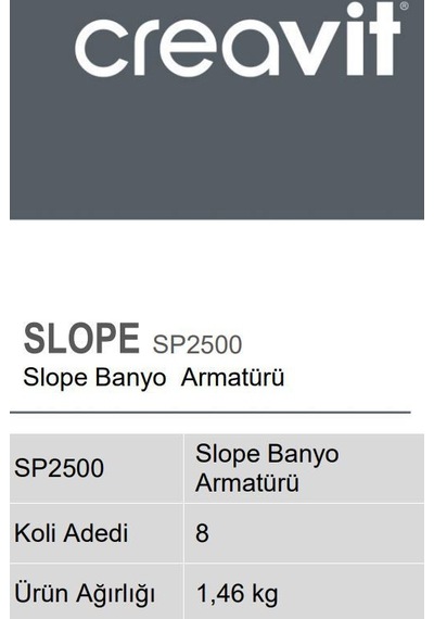 Creavit SP2500 Slope Banyo Armatürü