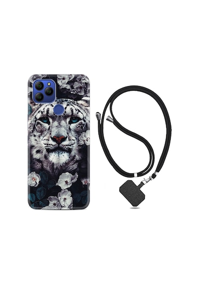General Mobile GM21 Kılıf Boyun Askılı Flowers Snow Leopard 1335