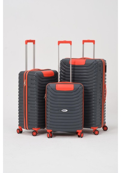 Keo-plus Gri-turuncu 3 Lü Set Silikon Kırılmaz Pp Valiz Çok Renkli