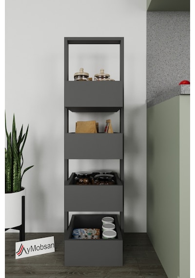 Multi 4 Katlı Mutfak Sepeti, Çok Amaçlı Mutfak Rafı, 4 Raflı, Antrasit, 120 Cm Antrasit Multi 4 Katlı Mutfak Sepeti, Çok Amaçlı Mutfak Rafı, 4 Raflı, Antrasit, 120 Cm Antrasit